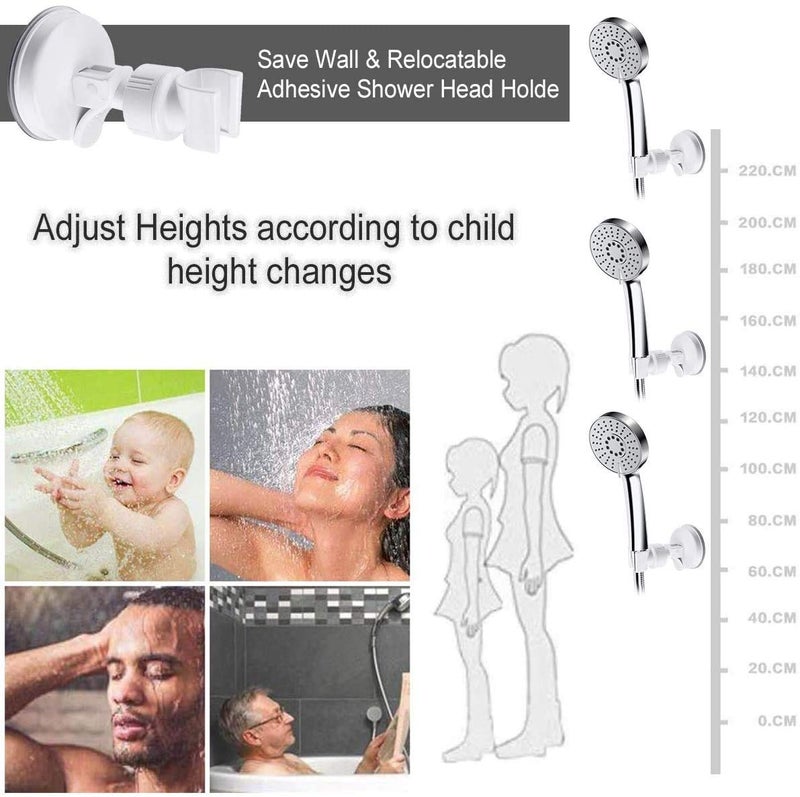 OUO Adjustable Shower Head Holder, Bathroom Suction Cup Handheld Shower Head Bracket, Removable Handheld Showerhead & Wall Mounted Suction Bracket (2pcs White) - Image 5